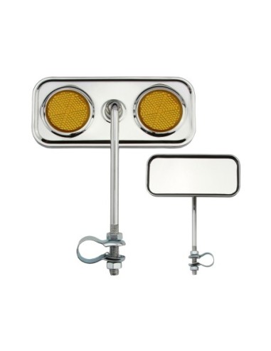 Rectangle Mirror Chrome Amber Reflectors.